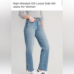 Old Navy button fly High-Waisted OG Loose Side-Slit Jeans for Women size 12 reg